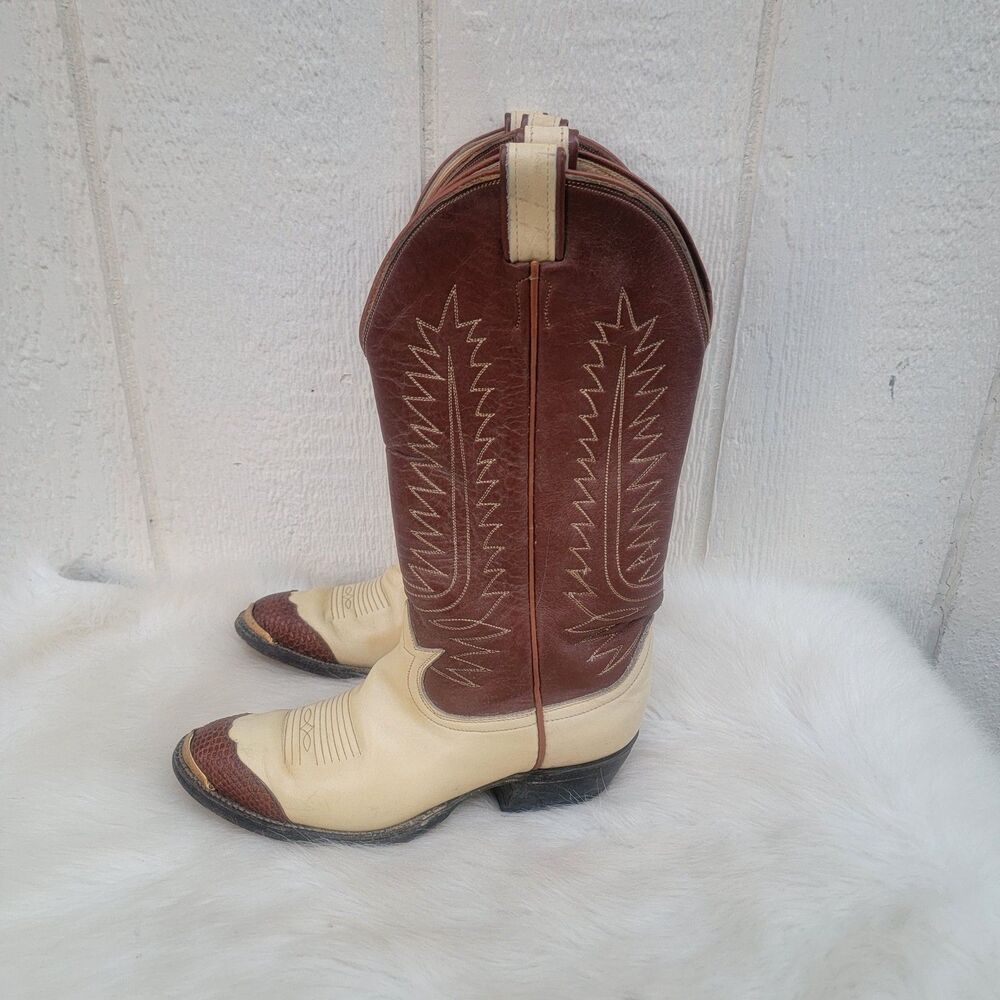 Vintage Tony Lama 6214 Urban Cowboy Wingtip Western Boots Mens 6.5